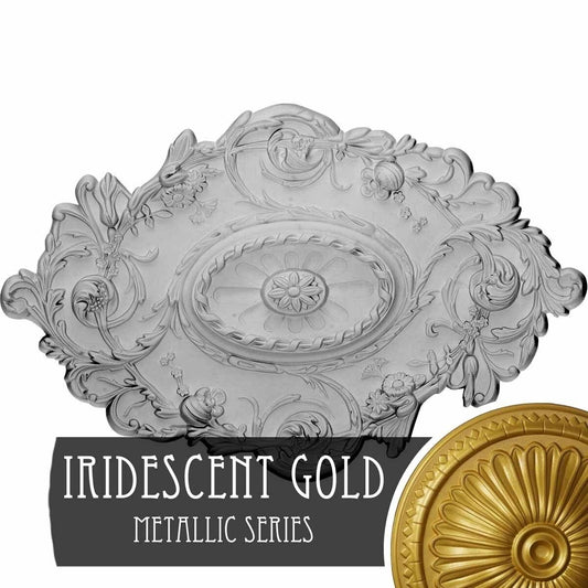 Ekena Millwork CM30SGIGS 30 1/2x22W x 20x22H x 1 1/2x22P Strasbourg Ceiling Medallion, Hand-Painted Iridescent Gold