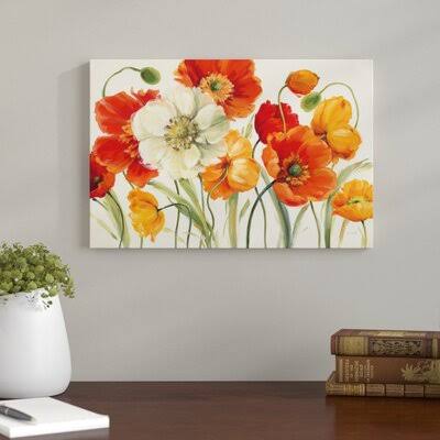 Poppies Melody I - Wrapped Canvas Graphic Art Print Lark Manor Size: 8