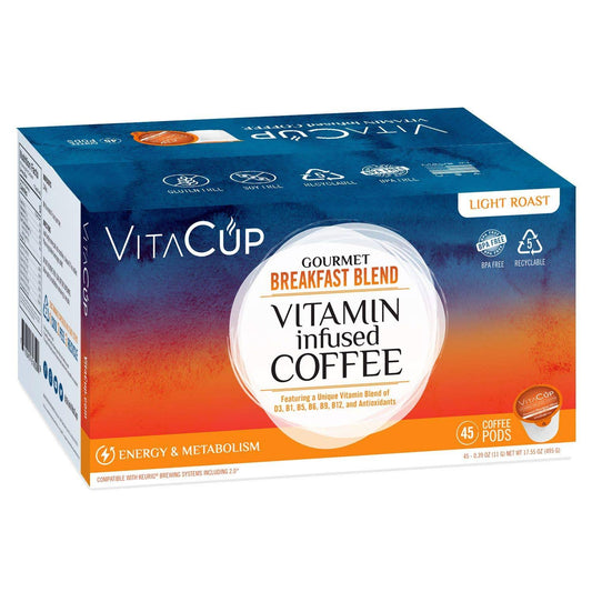 Vitacup Gourmet Breakfast 45 Ct. Top Rated Coffee Cups Infused with Essential VI