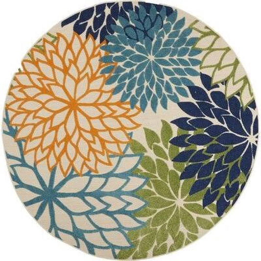 Broadus Floral Green/Blue/Orange Indoor / Outdoor Area Rug Zipcode Design Rug Size  Round 53