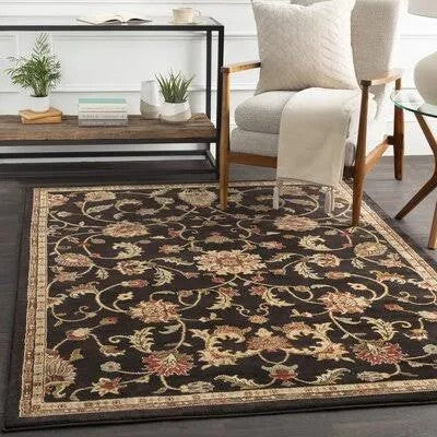 Charlton Home Gaskins Beige/Black Area Rug, Size: 4 x 55,