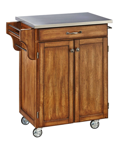 August Grove Savorey Kitchen Cart with Stainless Steel Top - Base Finish: Oak