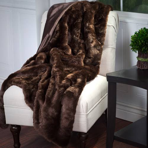 Somerset Home Luxury Long Haired Faux Fur Throw, Brown