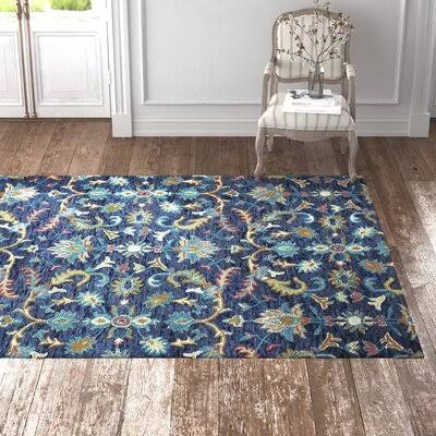 Arnolfo Hand-Tufted Wool Navy Area Rug Bungalow Rose Rug Size: Rectangle 76