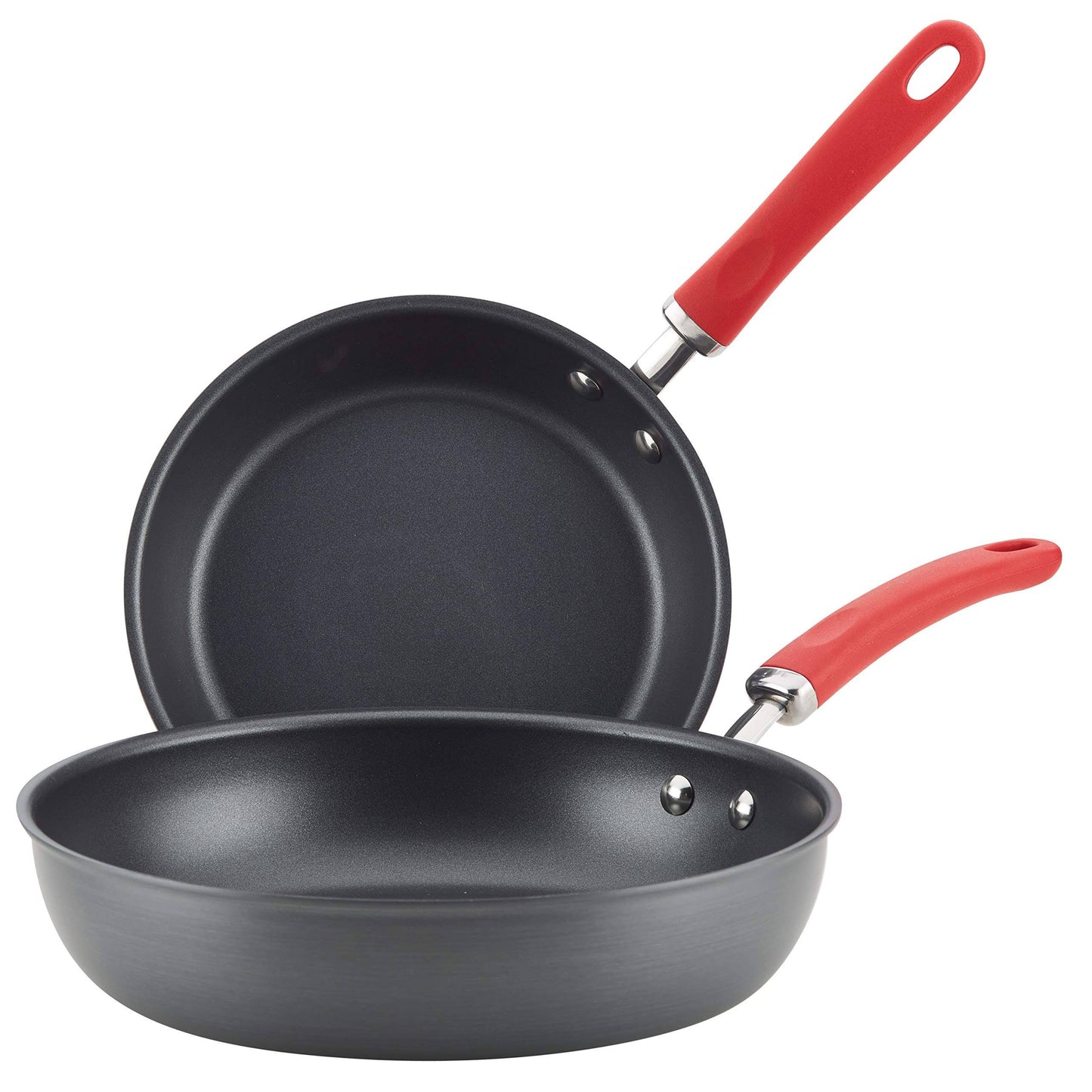 Rachael Ray Create Delicious Hard-Anodized Aluminum Nonstick Deep Skillet Twin Pack, Red, 2 PC