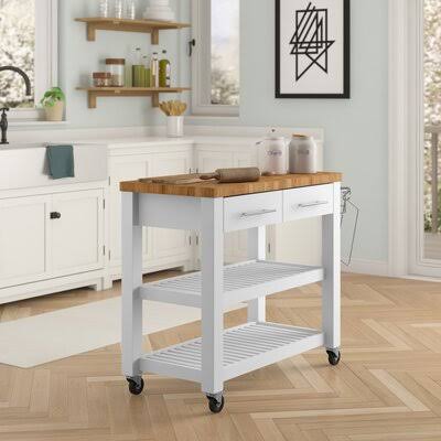 Sydney Kitchen Cart Ebern Designs Base Finish White