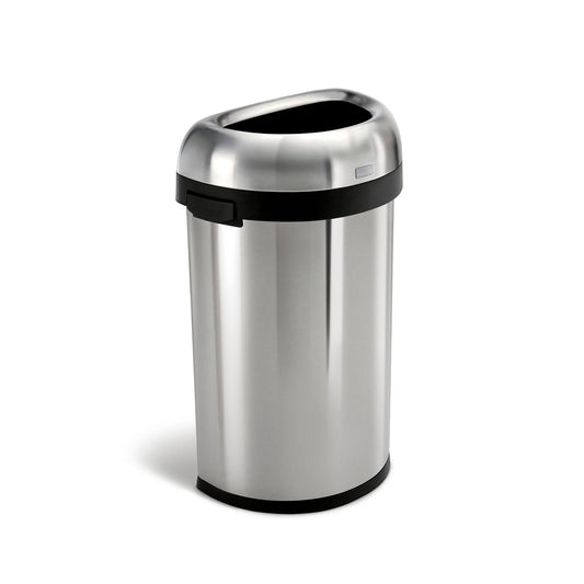 simplehuman Semi-Round Brushed Stainless Steel Open 16 gal. Trash Can