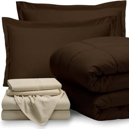 7-Piece Bed-in-a-Bag - King (comforter Set Cocoa, Sheet Set Sand)