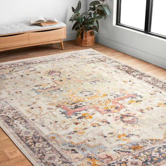 Alexander Home Jennifer Collection Bohemian Medallion Distressed Area Rug - 67