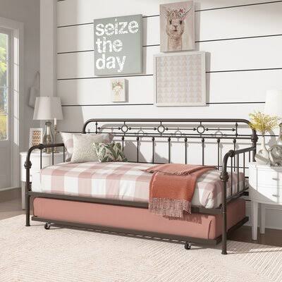 Cecilia Metal Daybed with Trundle Laurel Foundry Modern Farmhouse Size Twin