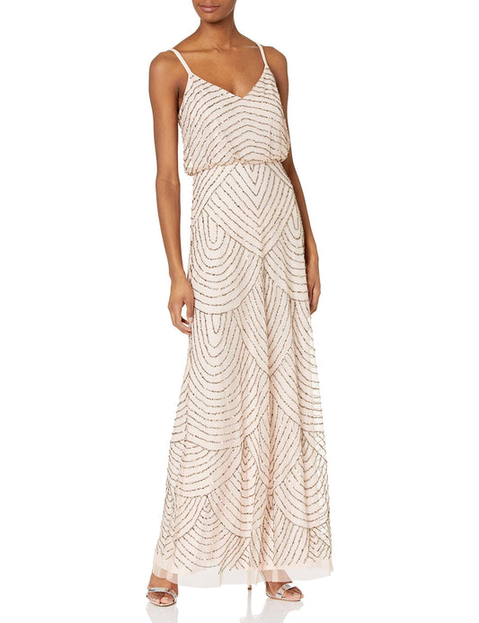 Adrianna Papell Beaded Blouson Gown - Pink 14