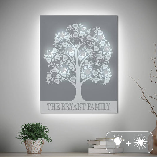 Personalized Twinklebright LED Hearts Family Tree Canvas T2487488