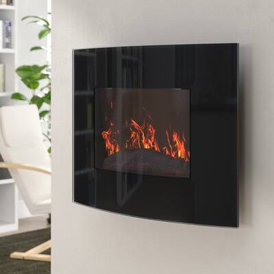 Bartow Curved Wall Mounted Electric Fireplace Ebern Designs Size: 20.25