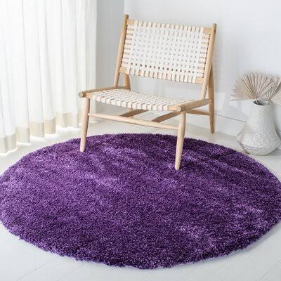 Ebern Designs Horace Purple Area Rug, Size: Round 5&1 inch