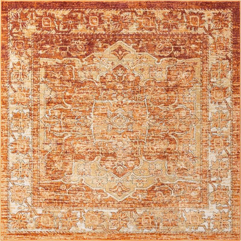 Unique Loom Isabella Adjani Area Rug - 7 10 x 7 10 Square - 7 10 x 7 10 Square/Rust Red