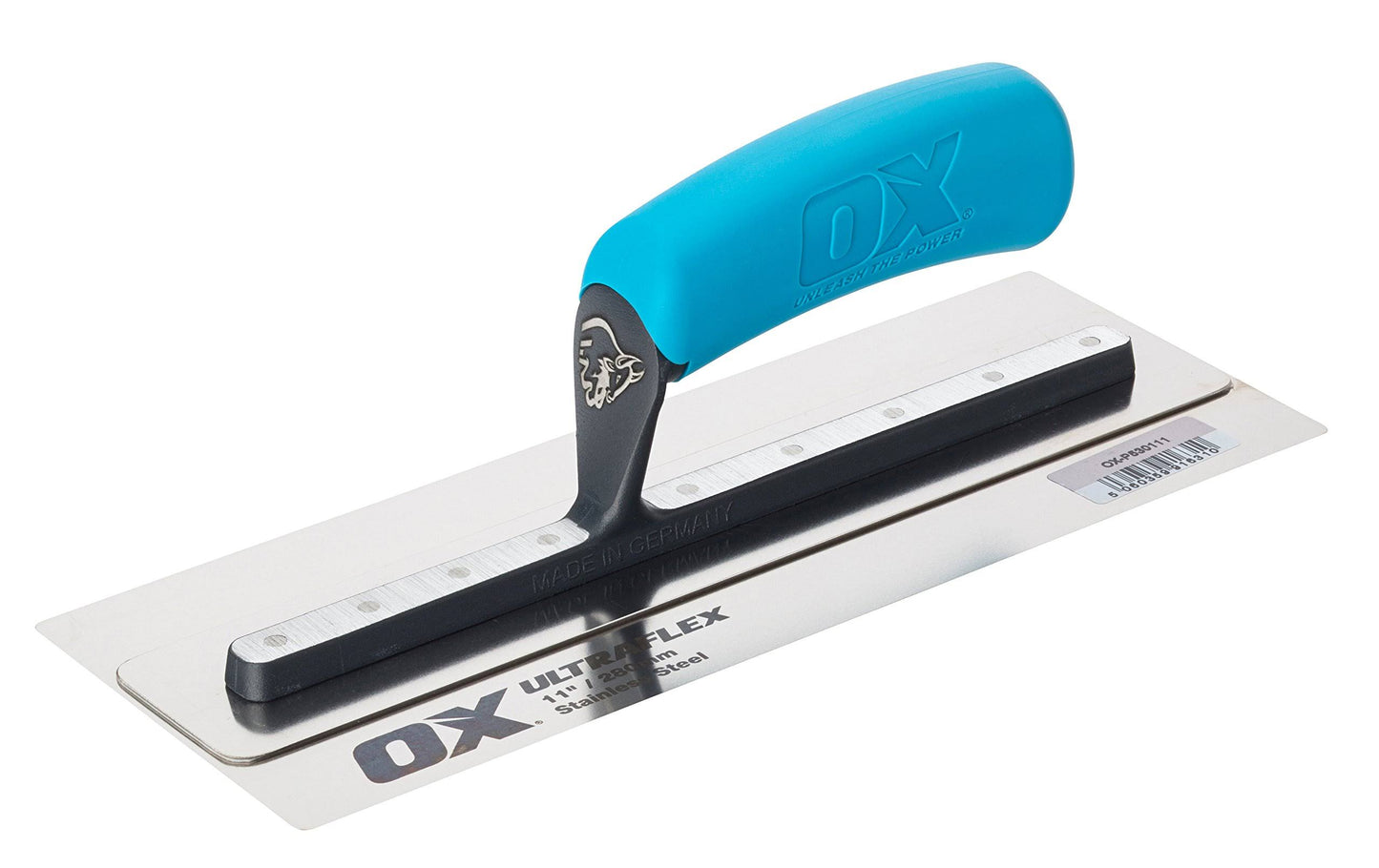 Ox Pro Ultra Flex Finishing Trowel - Stainless Steel Concrete Finishing Hand Tool - Plaster Finishing Trowel with Soft Grip Hand