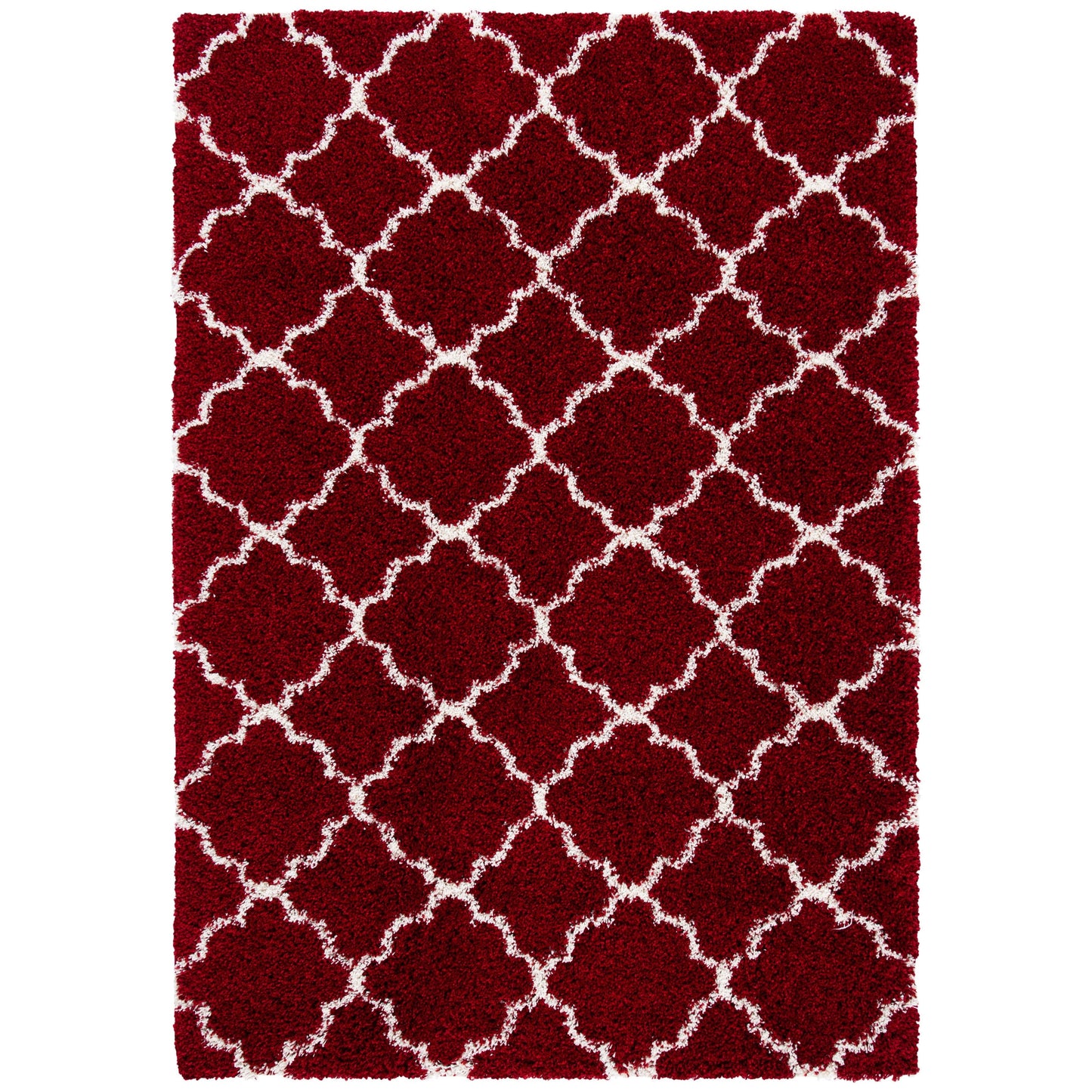 Safavieh Hudson Shag Collection SGH282Q Moroccan Trellis 2-Inch Thick Area Rug, 7 x 7 Square, Red / Ivory