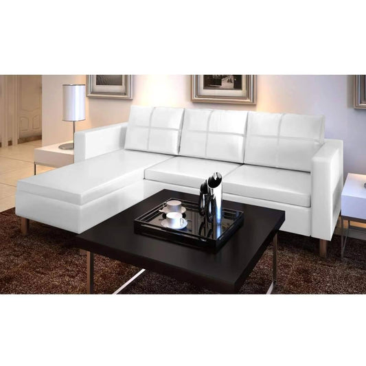 vidaXL Sectional Sofa 3-Seater Artificial Leather White