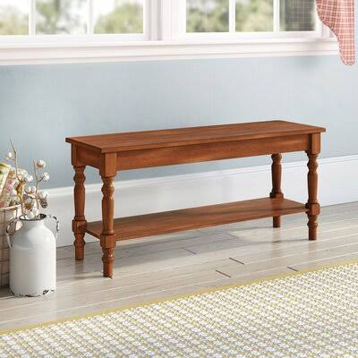 Brockett Shelves Storage Bench August Grove Color: Honey Pine