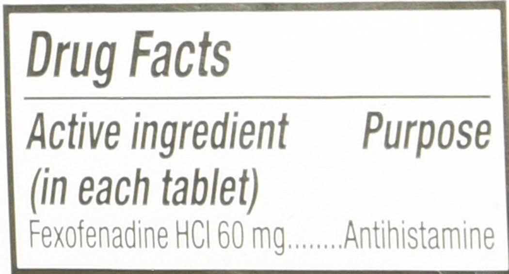 Perrigo Fexofenadine Generic Allegra, 60 mg, 100 Count