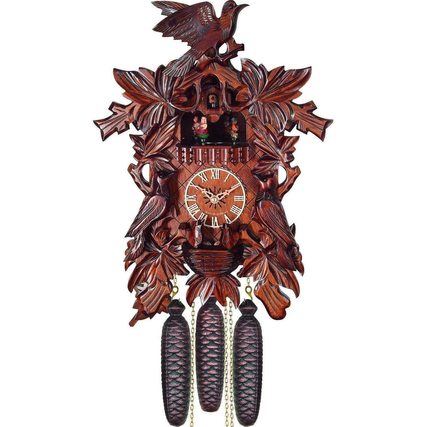 Engstler Cuckoo Clock, Carved with 8-Day Weight DRIVEN Movement - Full