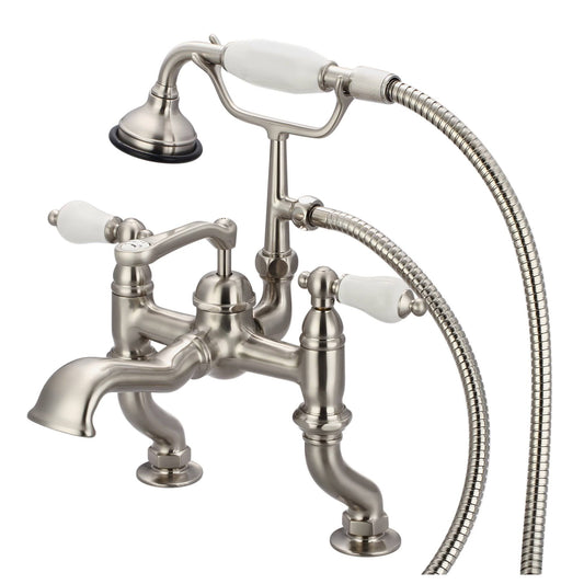 Water Creation F6-0004-02-PL Vintage Classic Adjustable Center Deck Mount Tub Faucet with Handheld Shower