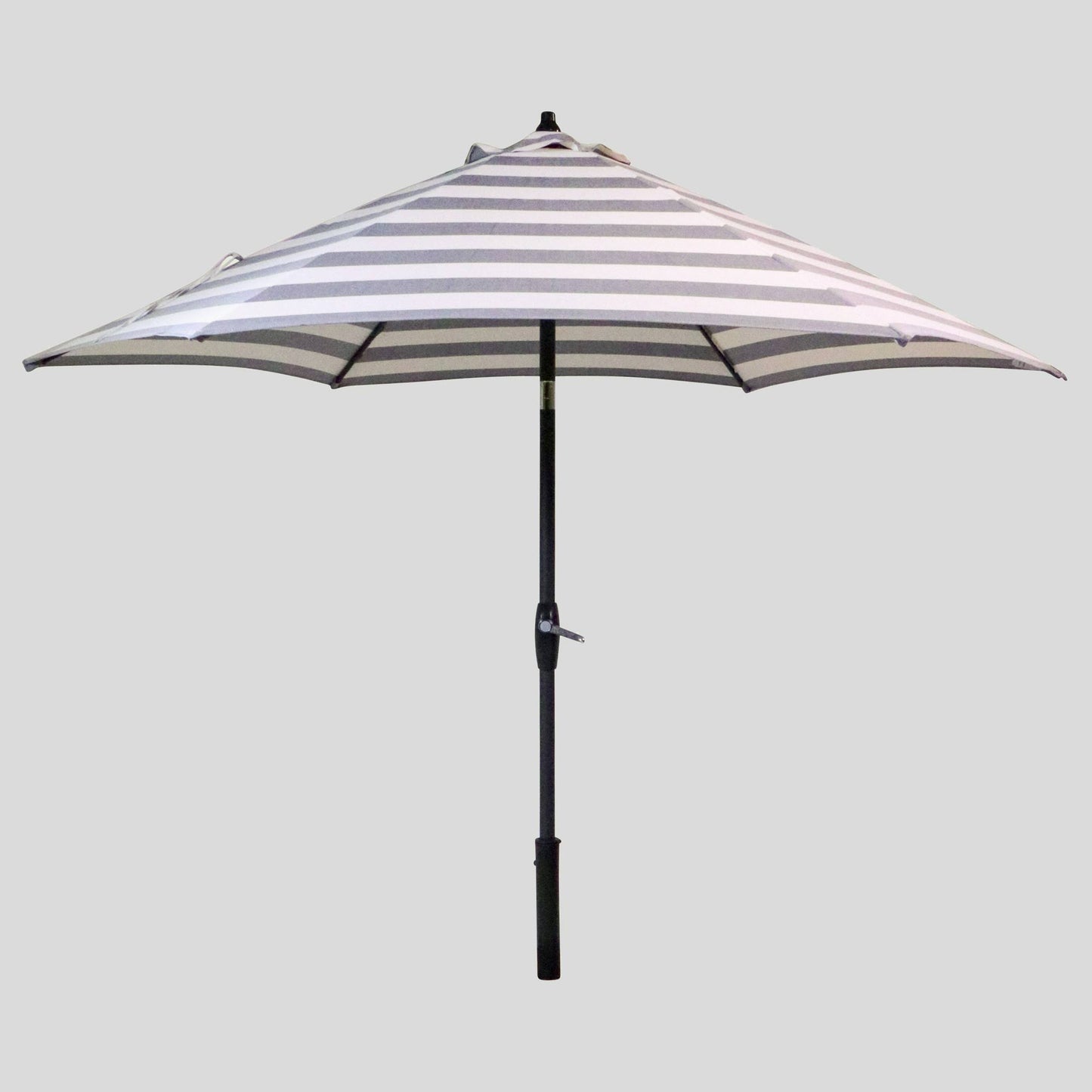 9 Round Cabana Stripe Patio Umbrella DuraSeason Fabric Black - Black Pole - Threshold