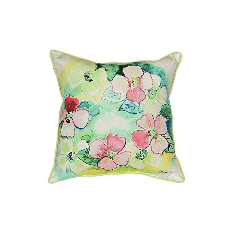 Betsy Drake ZP908 Flower Wreath Indoor Outdoor Throw Pillow, 22 x 22 in.