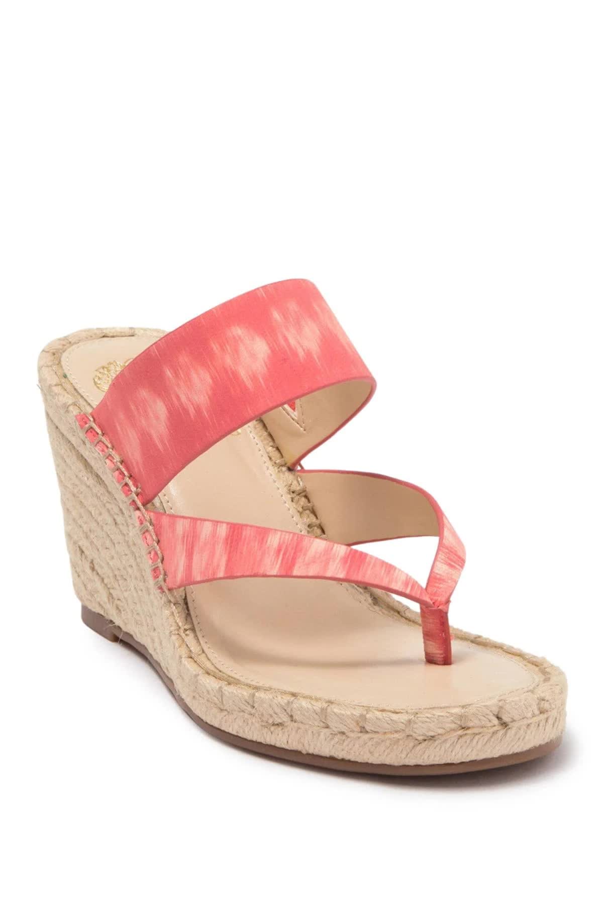 Vince Camuto Lavanda Watercolor Leather Thong Wedge Espadrilles - 9.5M