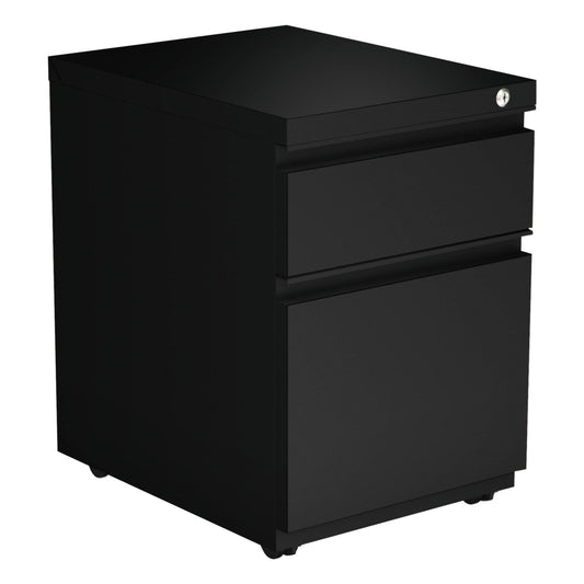 Alera Two-Drawer Metal Pedestal Box File w/Full Length Pull Black