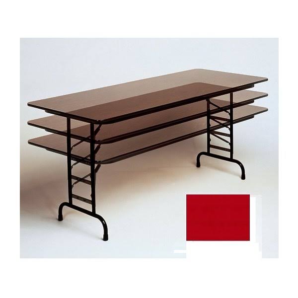 Standard Adjustable Height Folding Table (24 in. x 48 in./Red)