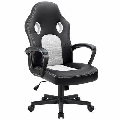 PC and Racing Ergonomic Gaming Chair Ebern Designs Upholstery Color White