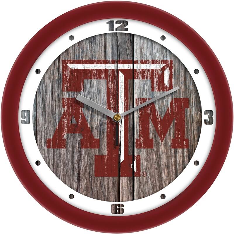 Suntime ST-CO3-TAA-WWCLOCK Texas A M Aggies Weathered Wood Wall Clock