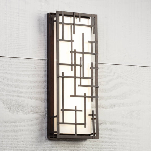 Possini Euro Modern Lines Bronze LED Outdoor Wall Light