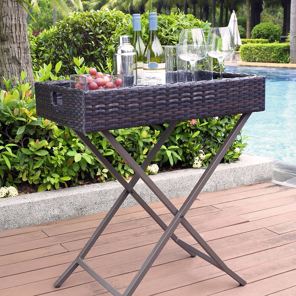 Crosley Palm Harbor Outdoor Wicker Butler Tray