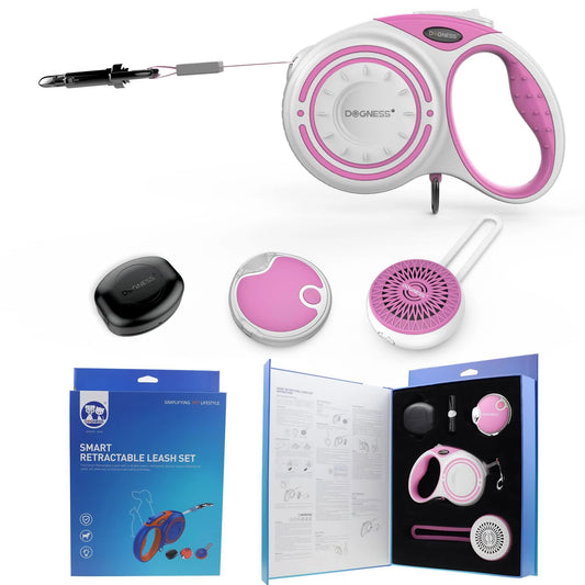 Dogness Smart Retractable Dog Leash Kit, Romantic Pink, Medium