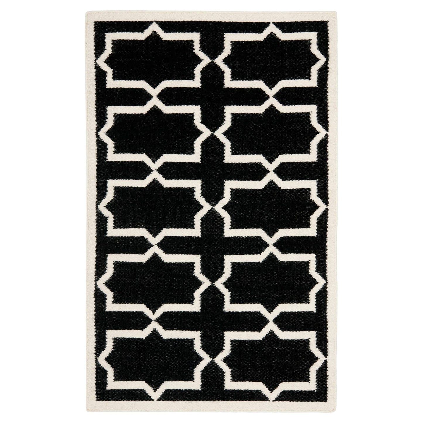 Safavieh Dhurries Black/Ivory Area Rug; 3 x 5