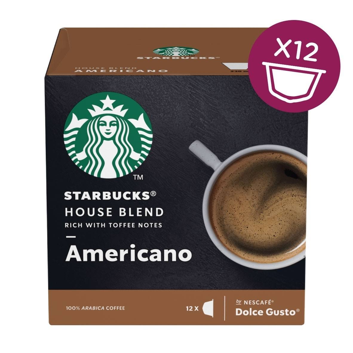 Dolce Gusto Starbucks House Blend Americano Coffee Pods 12 Drinks