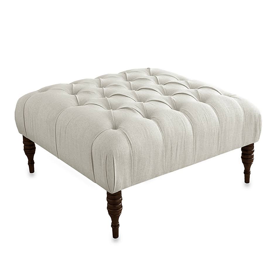 Skyline Furniture Tufted Cocktail Ottoman in Talc