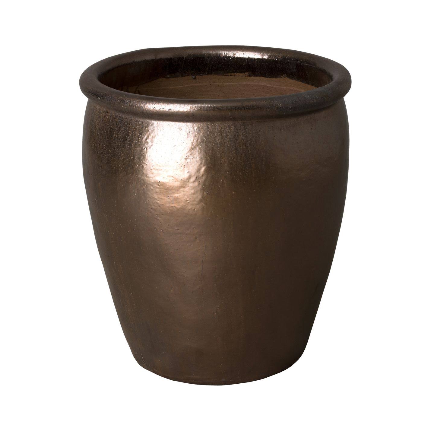 Emissary 25 in. Round Metallic Ceramic Planter, Grey