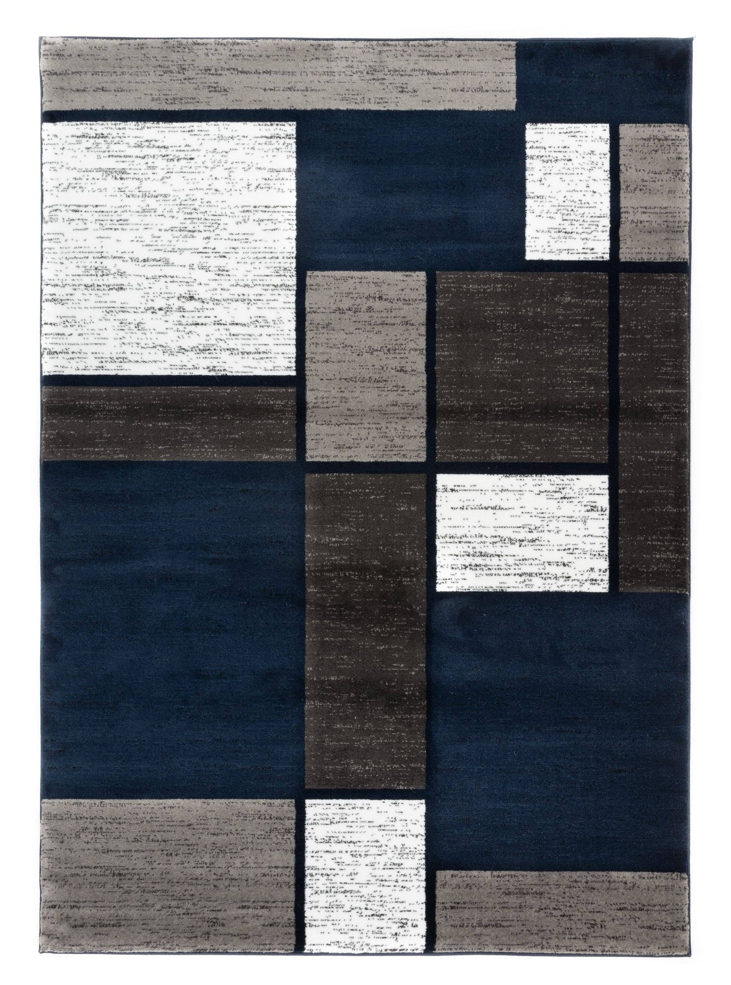 Contemporary Modern Boxes Navy 710 inch x 102 inch Indoor Area Rug