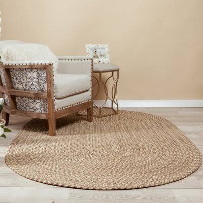 Embrey Hand Braided Natural Indoor / Outdoor Area Rug August Grove Rug Size  Oval 5 x 8