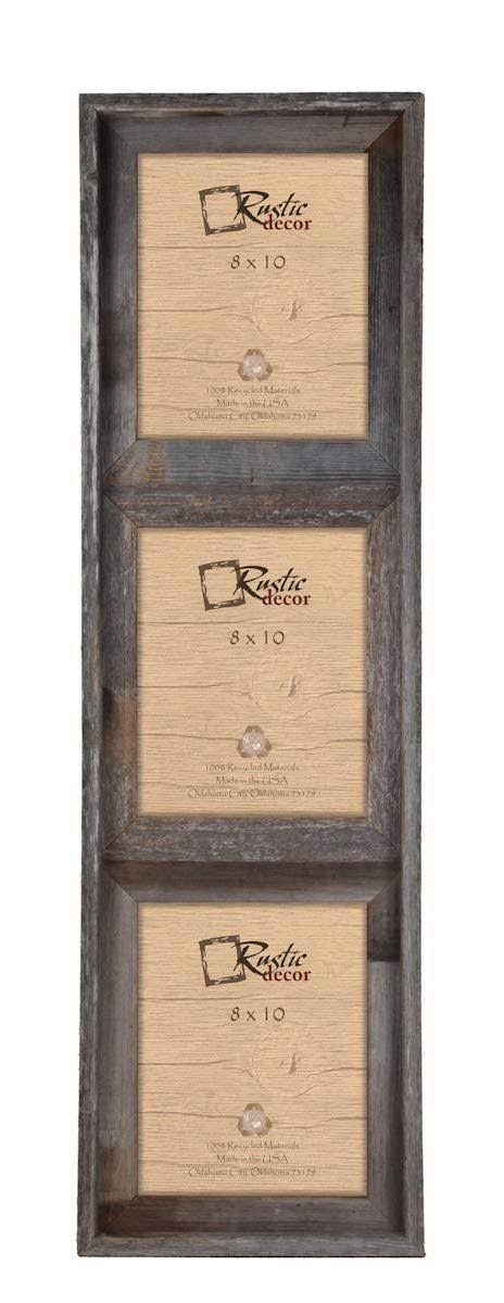 8x10 Rustic Reclaimed Wood Vertical Triple Opening Frame