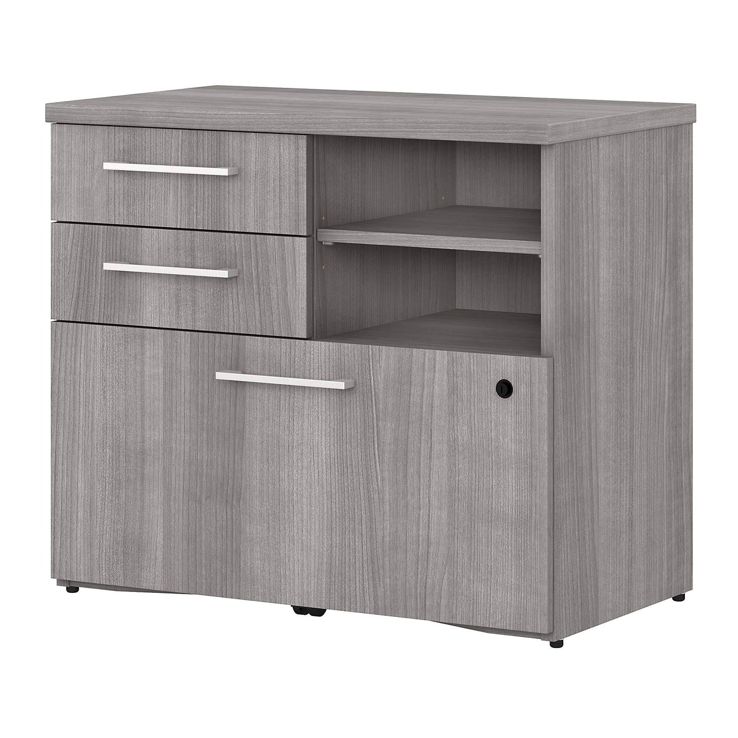 Bush Business Furniture 400 Series 30W Lateral File Cabinet with Shelves , Platinum Gray