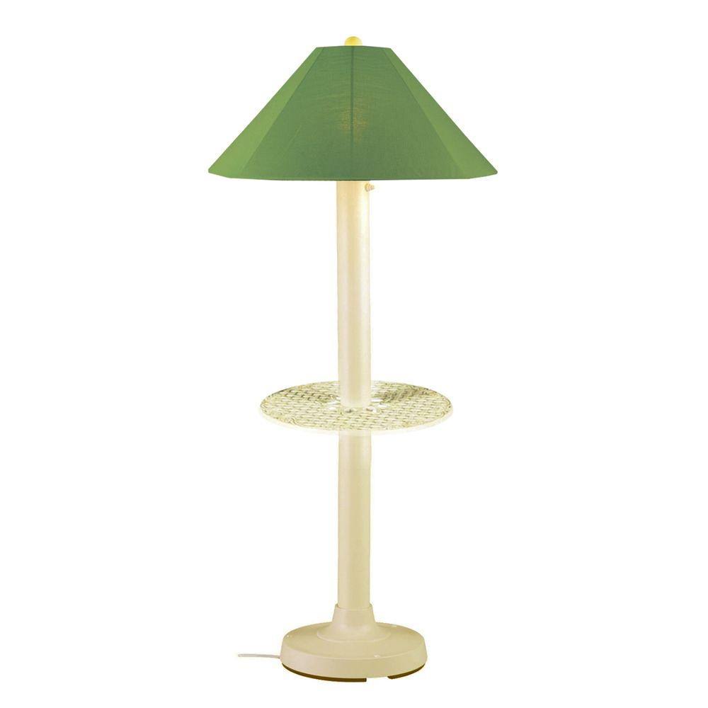 Patio Living Concepts Catalina 63.5 in. Bisque Outdoor Floor Lamp with Tray Table and Palm Shade