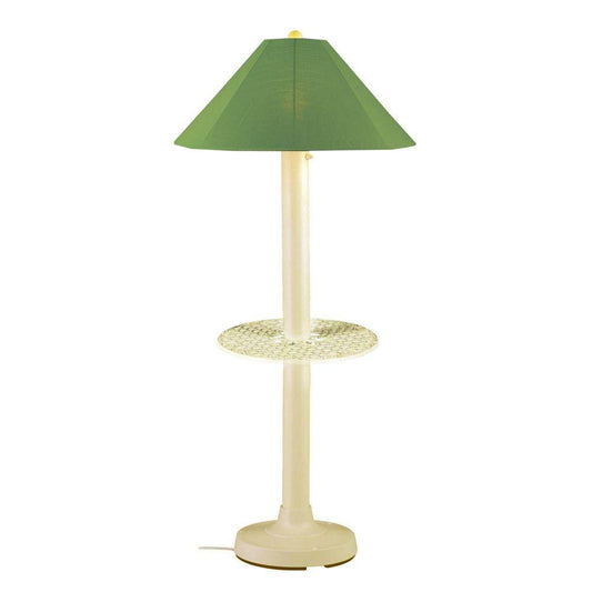 Patio Living Concepts Catalina 63.5 in. Bisque Outdoor Floor Lamp with Tray Table and Palm Shade