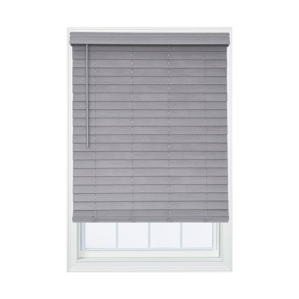 Allen + Roth 2.5-in Slat Width 52.25-in x 72-in Cordless Gray Faux Wood Room Darkening Horizontal Blinds | DFHSB5472-52.25