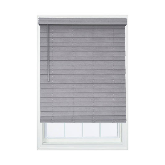 Allen + Roth 2.5-in Slat Width 52.25-in x 72-in Cordless Gray Faux Wood Room Darkening Horizontal Blinds | DFHSB5472-52.25