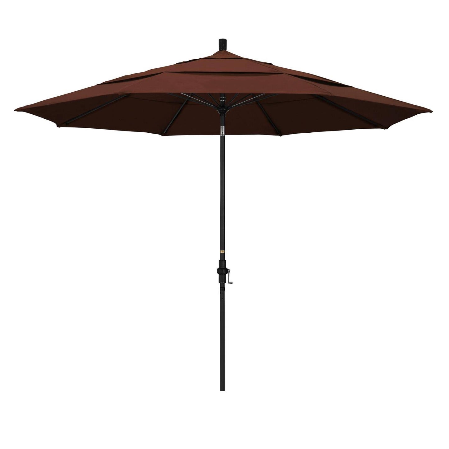 California Umbrella 11 ft. Fiberglass Double Vent Sunbrella Tilt Market Umbrella Bay Brown