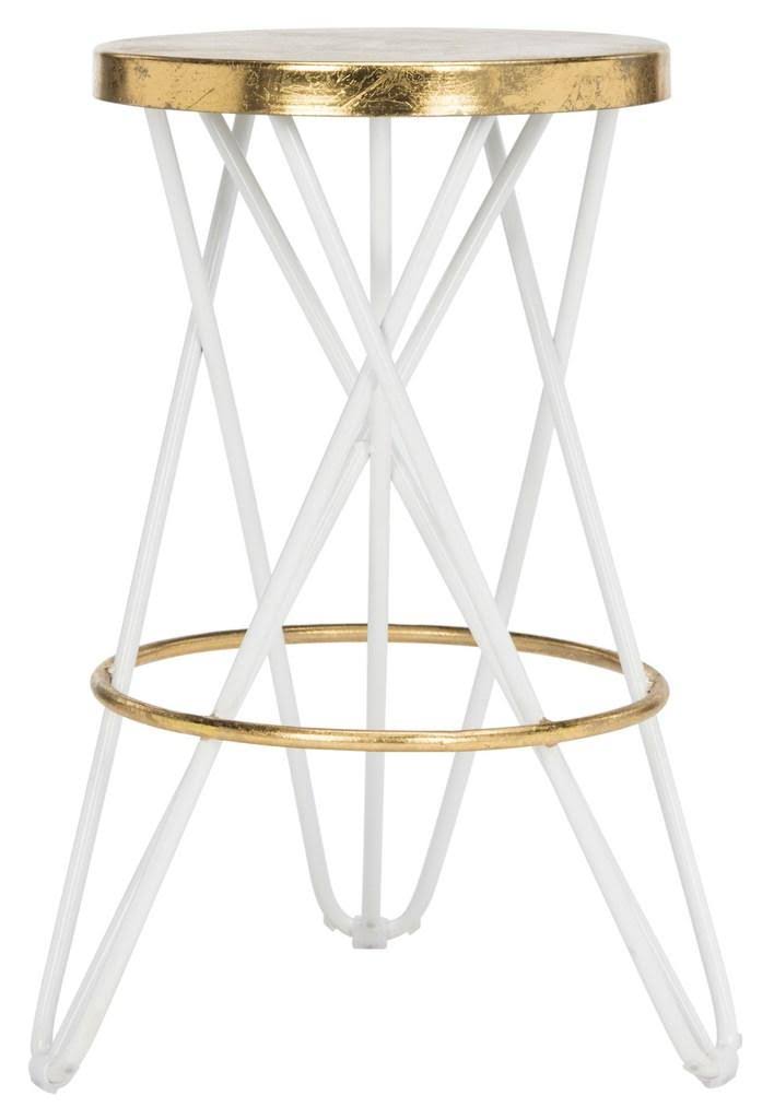 Safavieh Lorna Gold Leaf Counter Stool - White